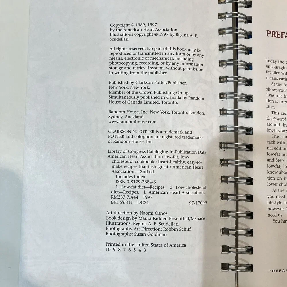 The American Heart Association Low Fat Low Cholesterol Cookbook Hardcover Spiral